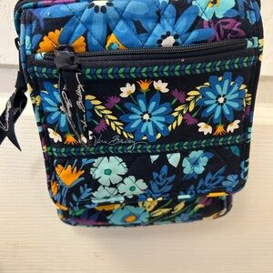 Vera Bradley Navy Blue Floral Crossbody with Teal, Yellow & Purple Accents